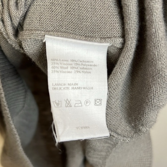 Vanessa Bruno Ruffle Wool Cashmere Elegant Gray Short Sleeve Sweater Size 3/L - Picture 6 of 7